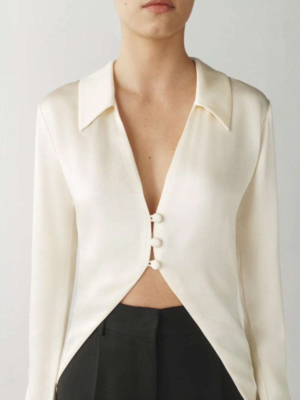 The Satin Button top